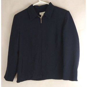 Worthington Petite Women's Dark Blue Full Zip Blazer Jacket Size 12P